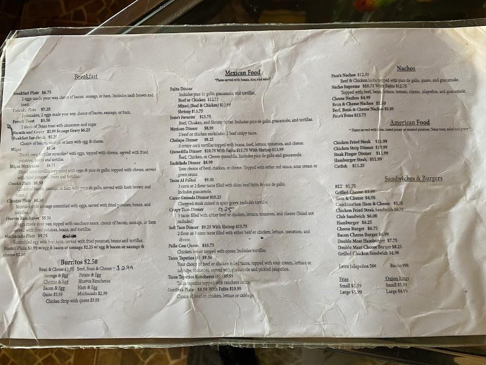 Rangel's Restaurant Menu image 1