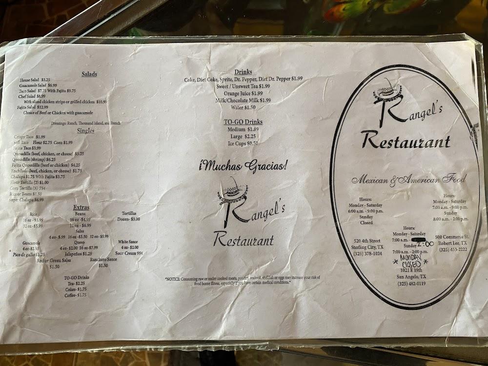 Rangel's Restaurant Menu image 3