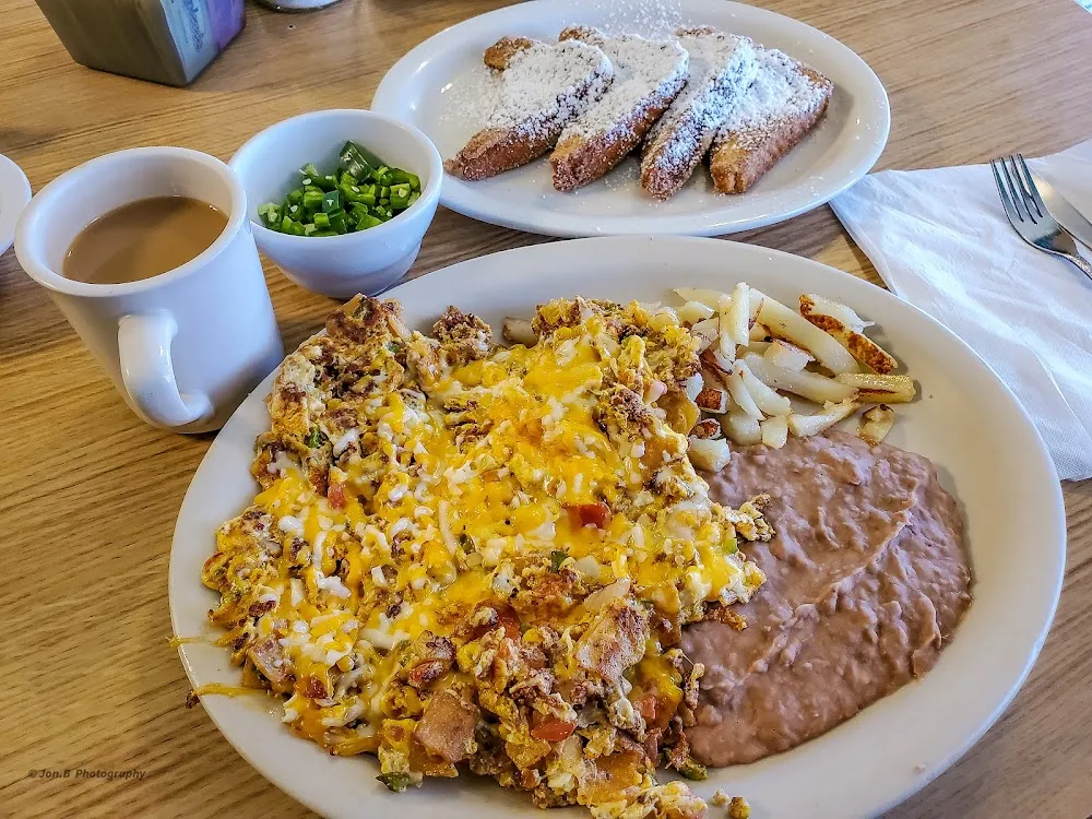 Migas Mexicanas with French Toast and Fresh Avacado